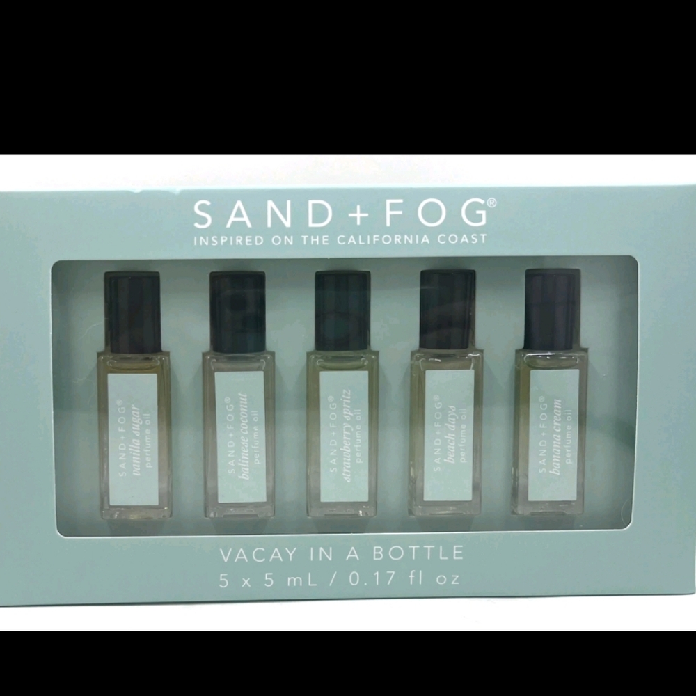 5pc Sand + Fog Vacay In A Bottle Perfume Set NWT Vacation Travel Set
